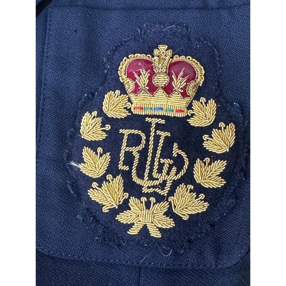Lauren Ralph Lauren Navy VTGE Crest Logo Blazer Jacket SZ6 Gold Buttons Academia - Picture 3 of 13